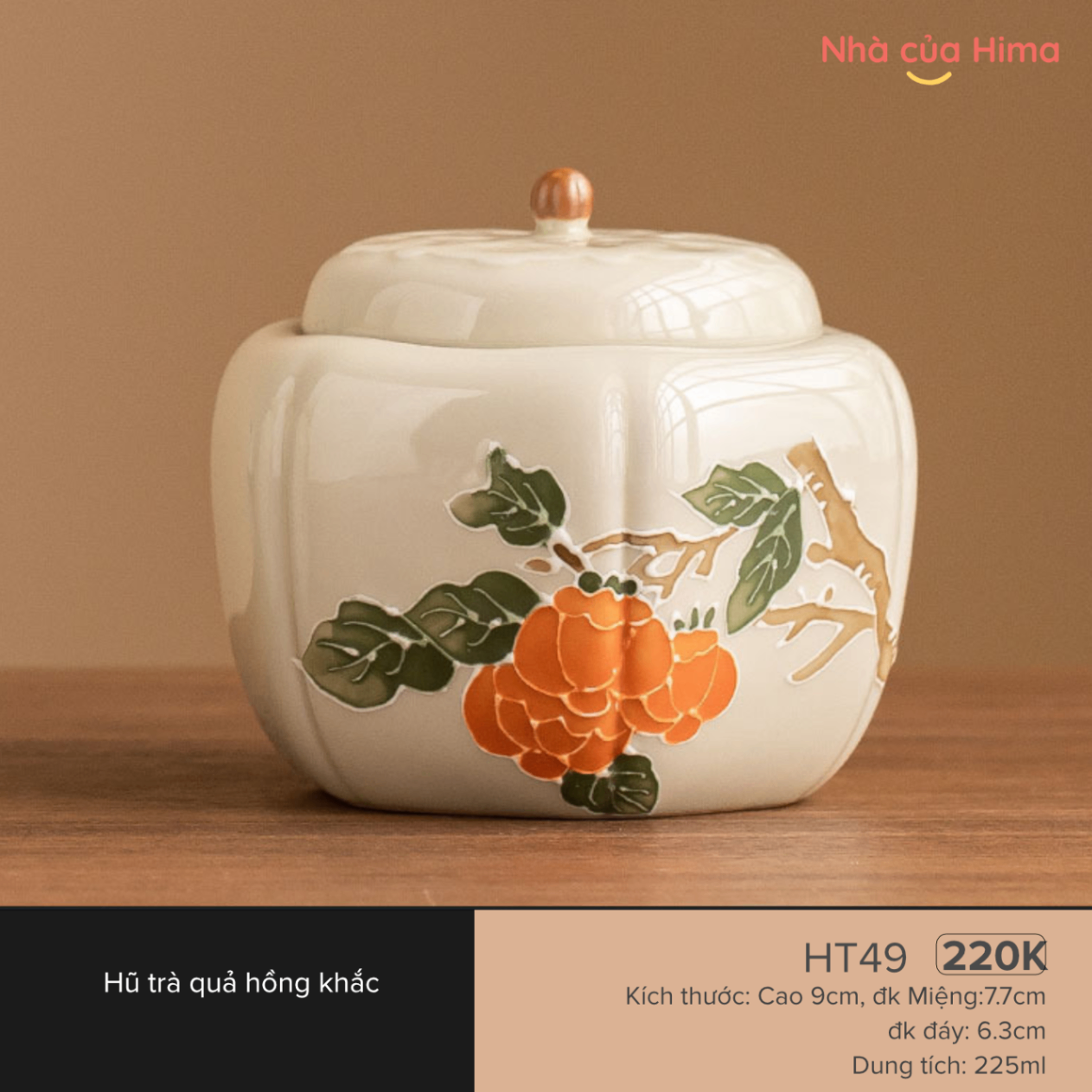 Hũ trà quả hồng khắc HT49