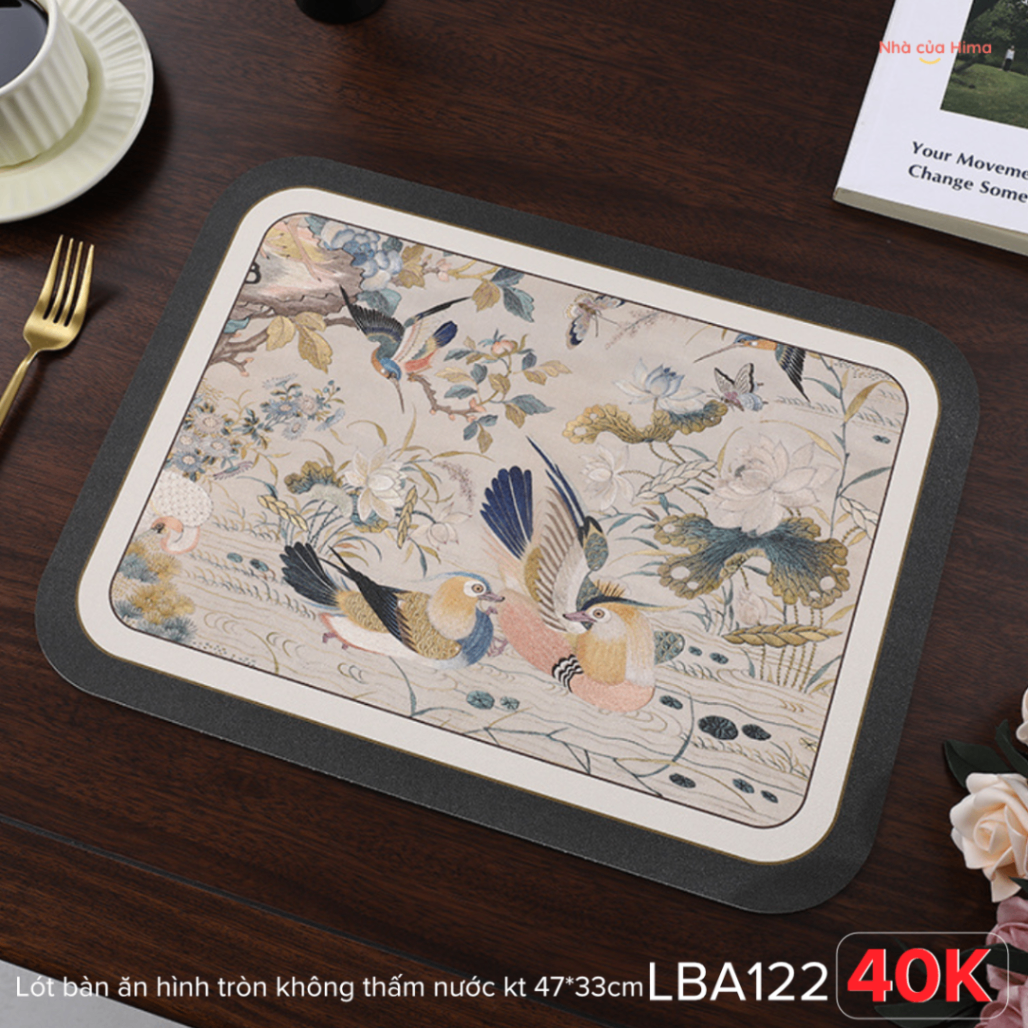 Lót bàn ăn chất liệu da bám bàn không thấm nước hình chữ nhật 40*30cm LBA122