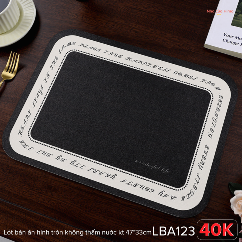 Lót bàn ăn chất liệu da bám bàn không thấm nước hình chữ nhật 40*30cm LBA123