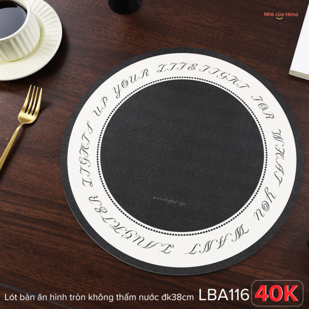 Lót bàn ăn chất liệu da bám bàn không thấm nước hình tròn đk 35cm LBA116