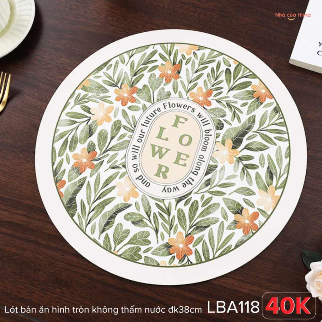 Lót bàn ăn chất liệu da bám bàn không thấm nước hình tròn đk 35cm LBA118
