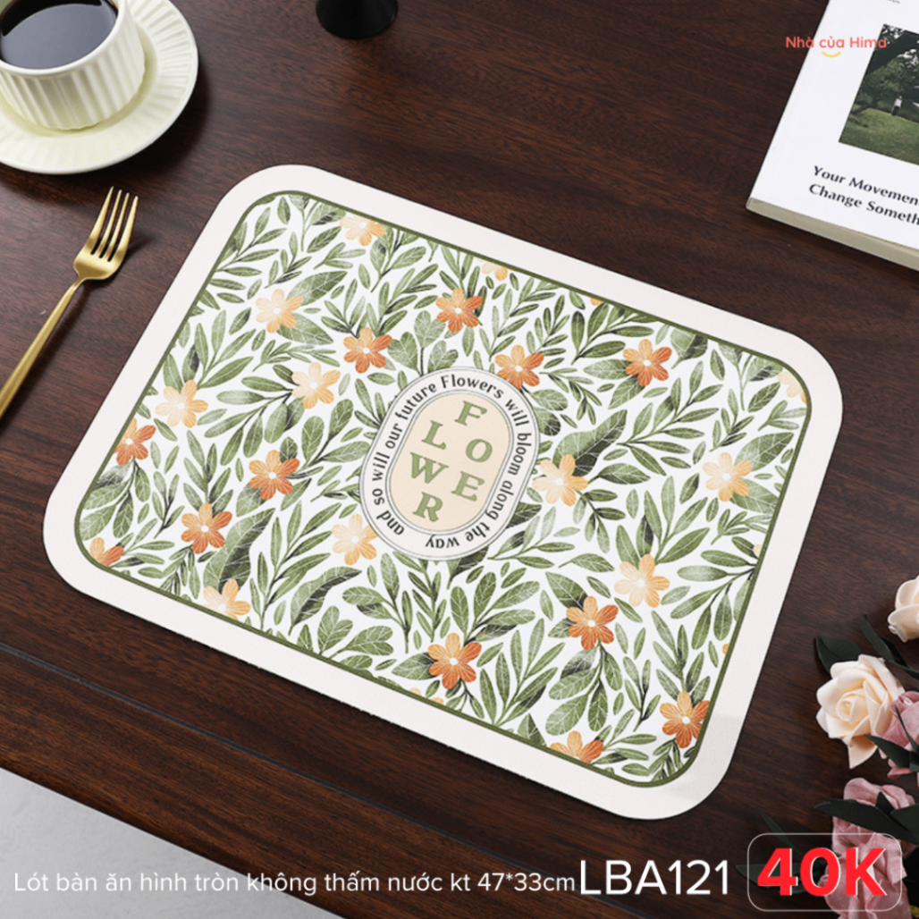 Lót bàn ăn chất liệu da bám bàn không thấm nước hình chữ nhật 40*30cm LBA121