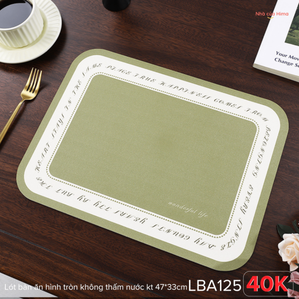Lót bàn ăn chất liệu da bám bàn không thấm nước hình chữ nhật 40*30cm LBA125