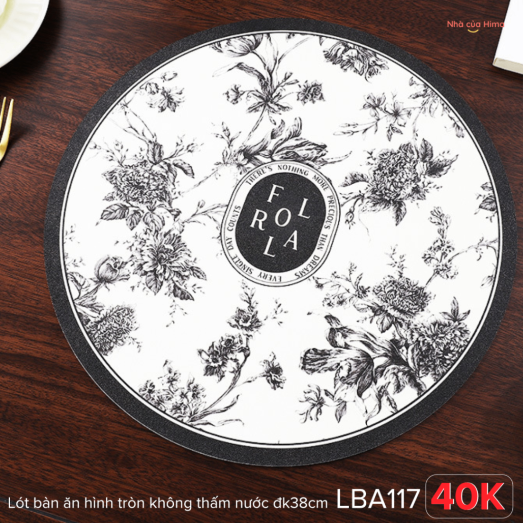 Lót bàn ăn chất liệu da bám bàn không thấm nước hình tròn đk 35cm LBA117