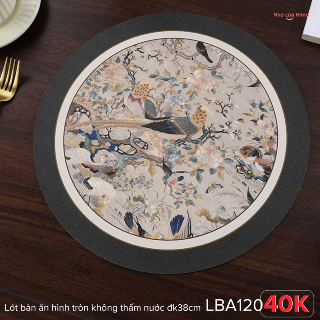 Lót bàn ăn chất liệu da bám bàn không thấm nước hình tròn đk 35cm LBA120
