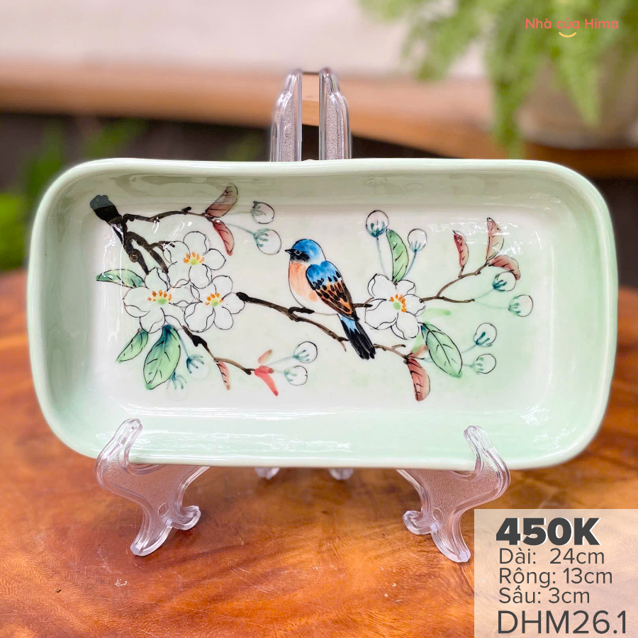 Đĩa gốm vẽ tay đựng hũ mứt 24cm*13cm*3cm DHM26.1