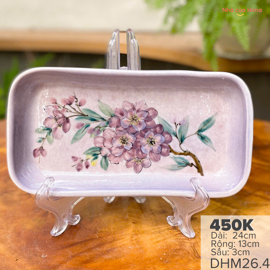 Đĩa gốm vẽ tay đựng hũ mứt 24cm*13cm*3cm DHM26.4