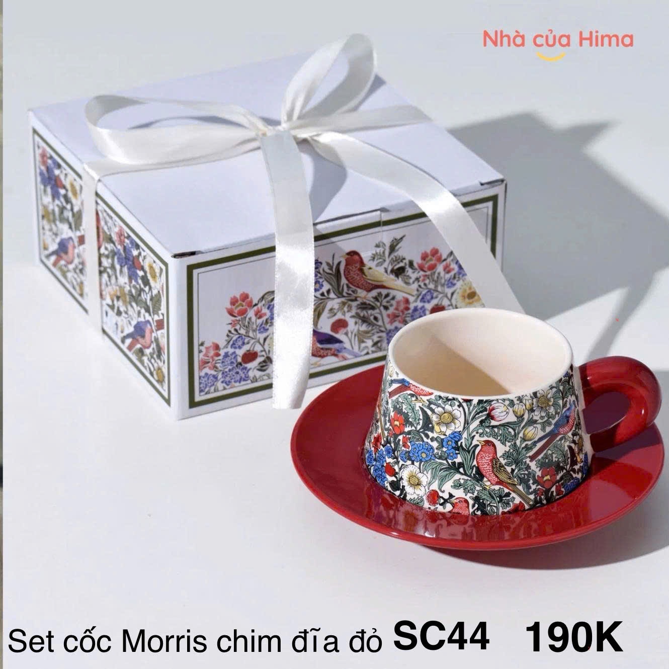Set cốc phong cách Morris chim đĩa đỏ SC44