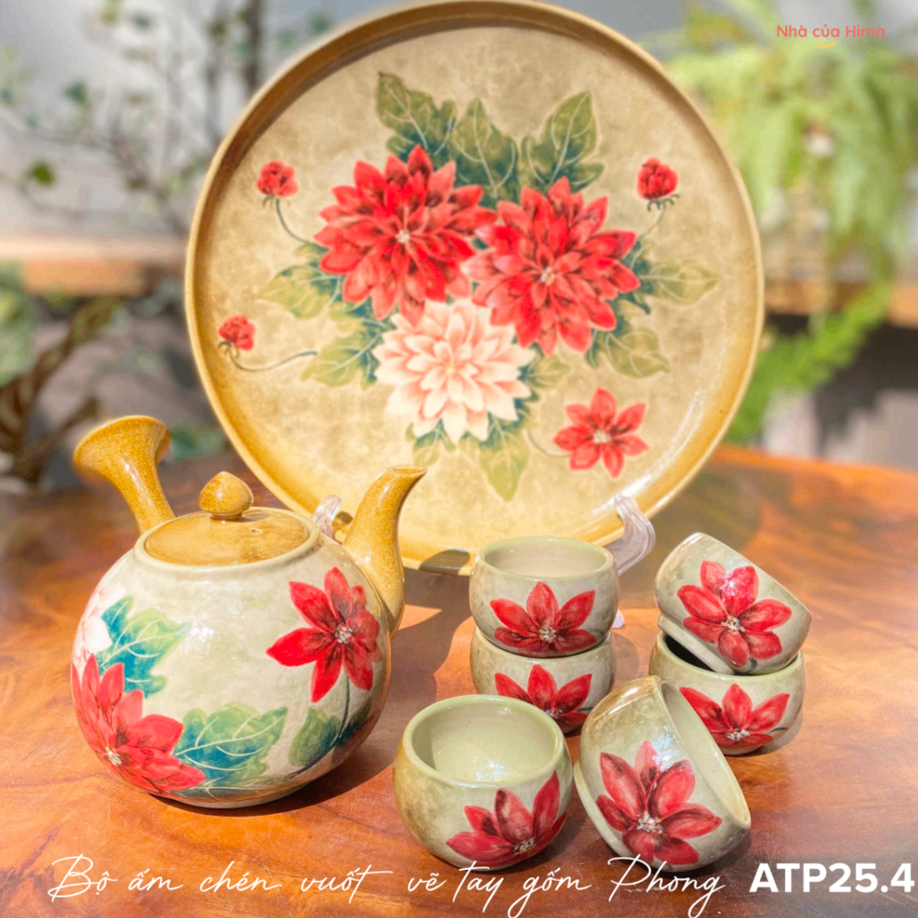 Bộ ấm trà gốm vẽ tay bởi nghệ nhân Phong ATP25.4