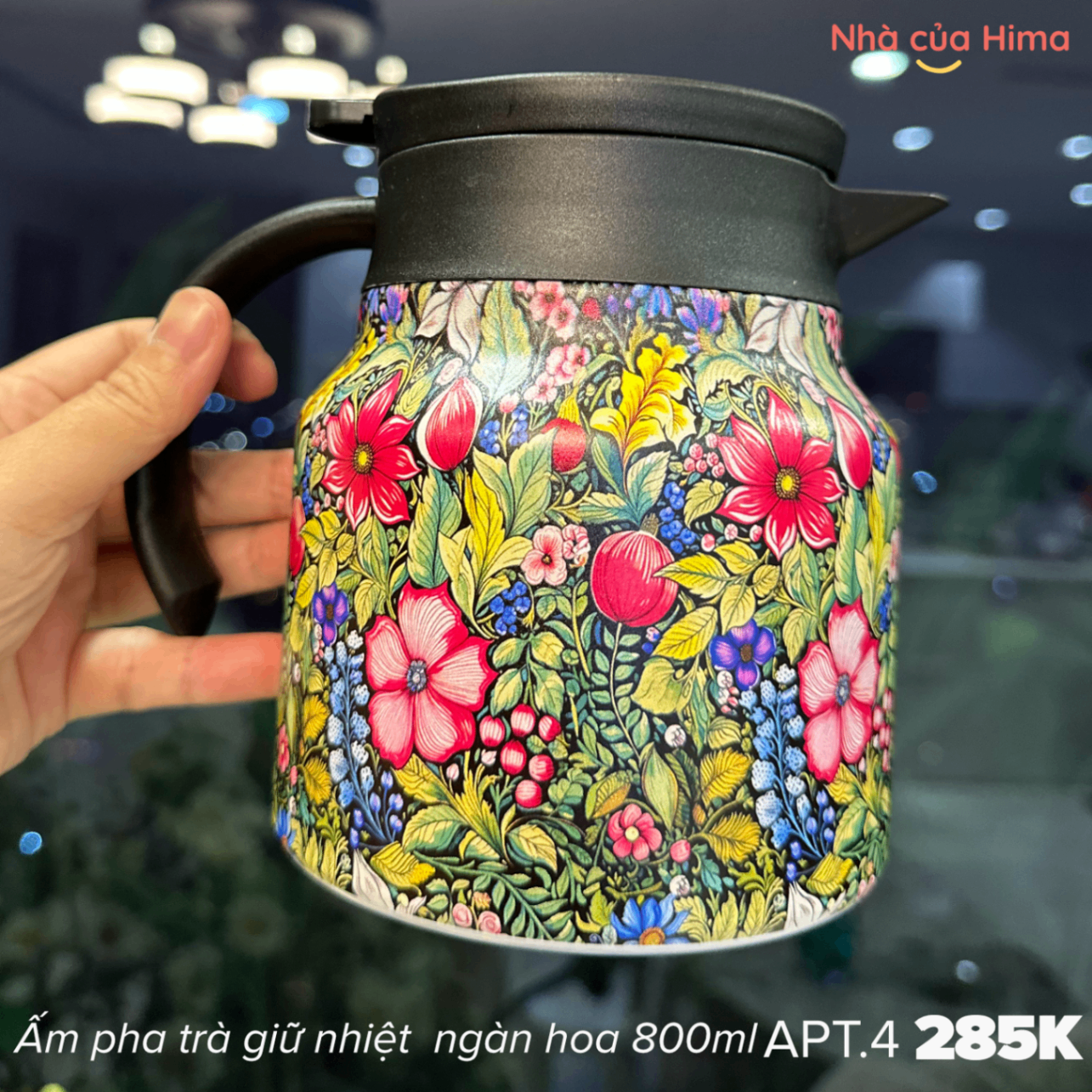 Ấm pha trà giữ nhiệt inox316 hoa 3D ngàn hoa 800ml APT.4