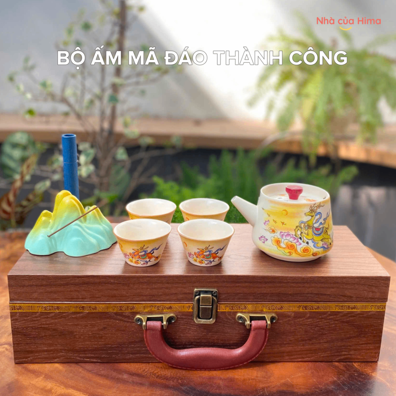 Bộ quà tặng ấm chén ngựa đỏ - Mã đáo thành công