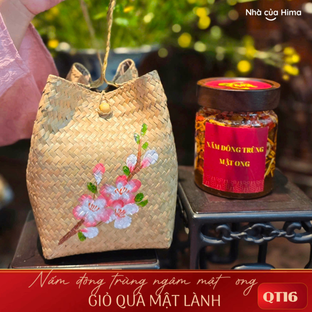 Hộp quà đông trùng hạ thảo ngâm mật ong, táo đỏ