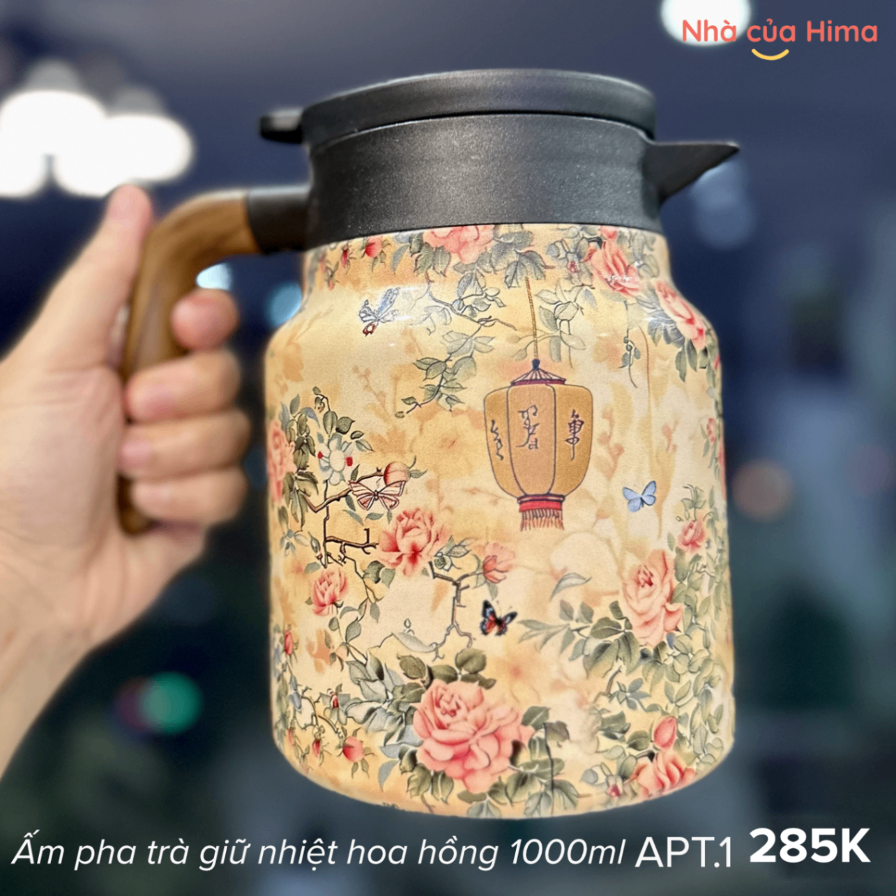 Ấm pha trà giữ nhiệt inox316 hoa 3D hoa hồng 1000ml APT.1