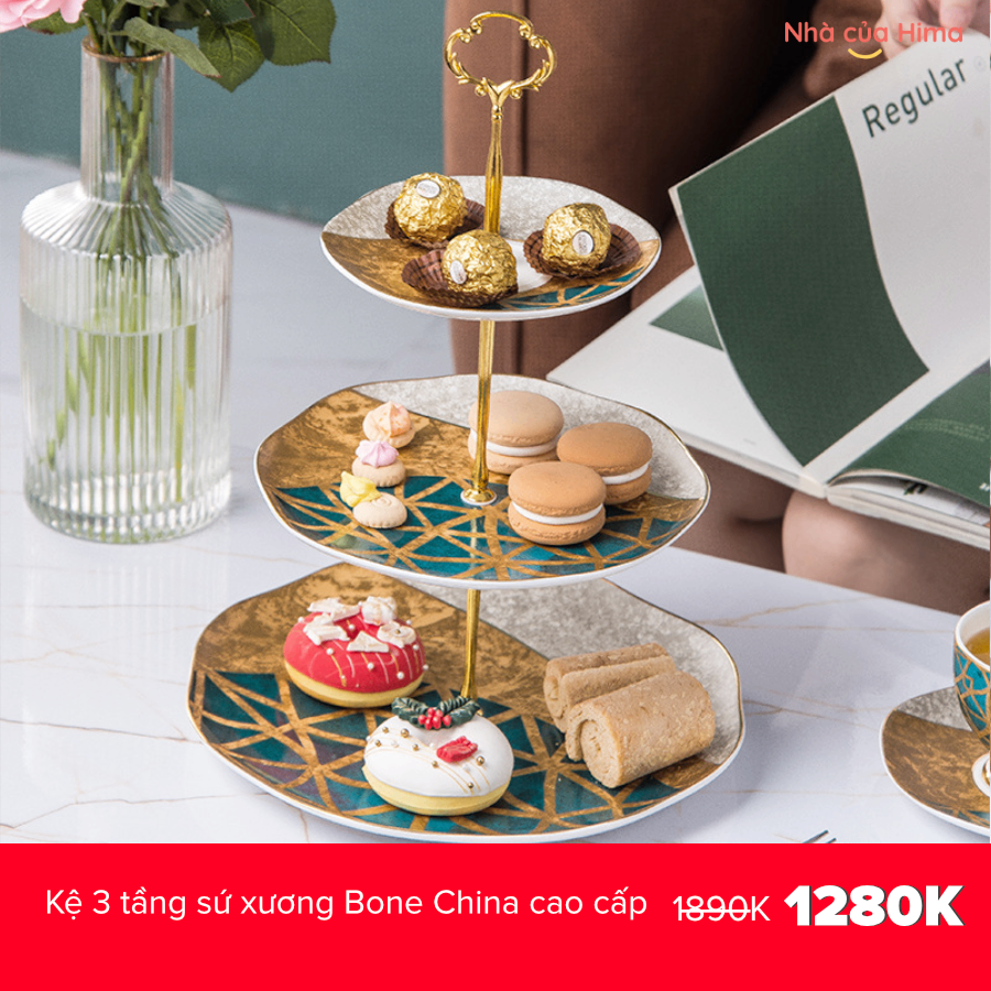 Kệ 3 tầng sứ xương Bone China cao cấp