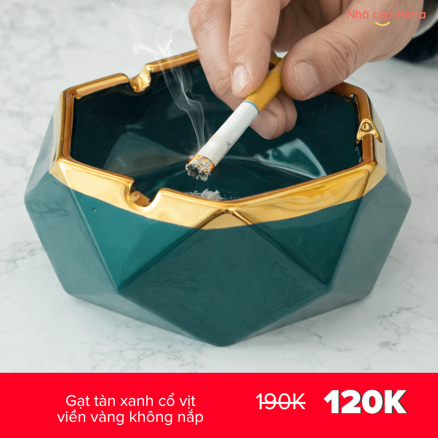 Gạt tàn xanh cổ vịt viền vàng không nắp