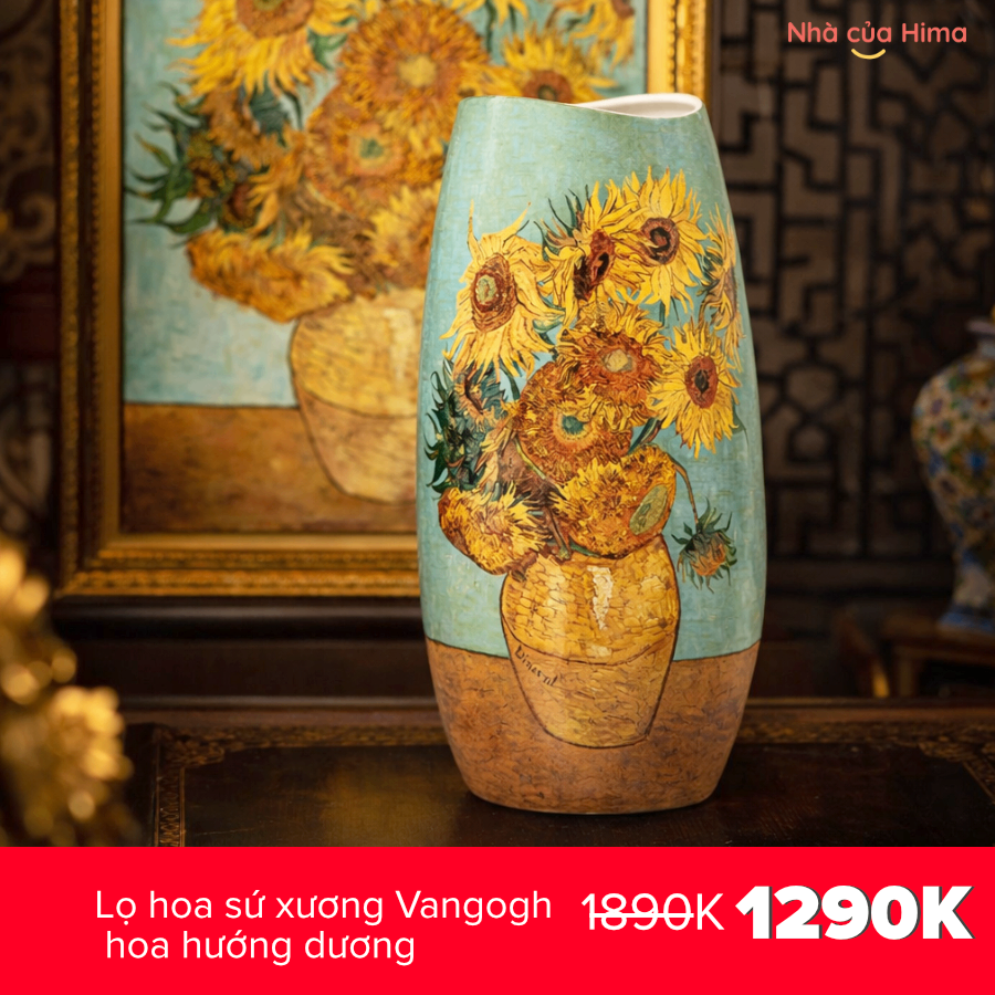 Lọ hoa sứ xương Vangogh hoa hướng dương