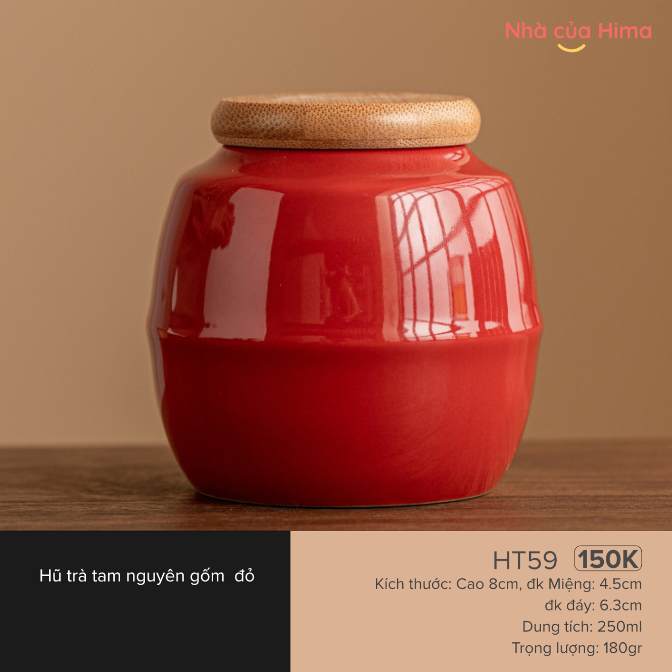 Hũ trà gốm đỏ HT59