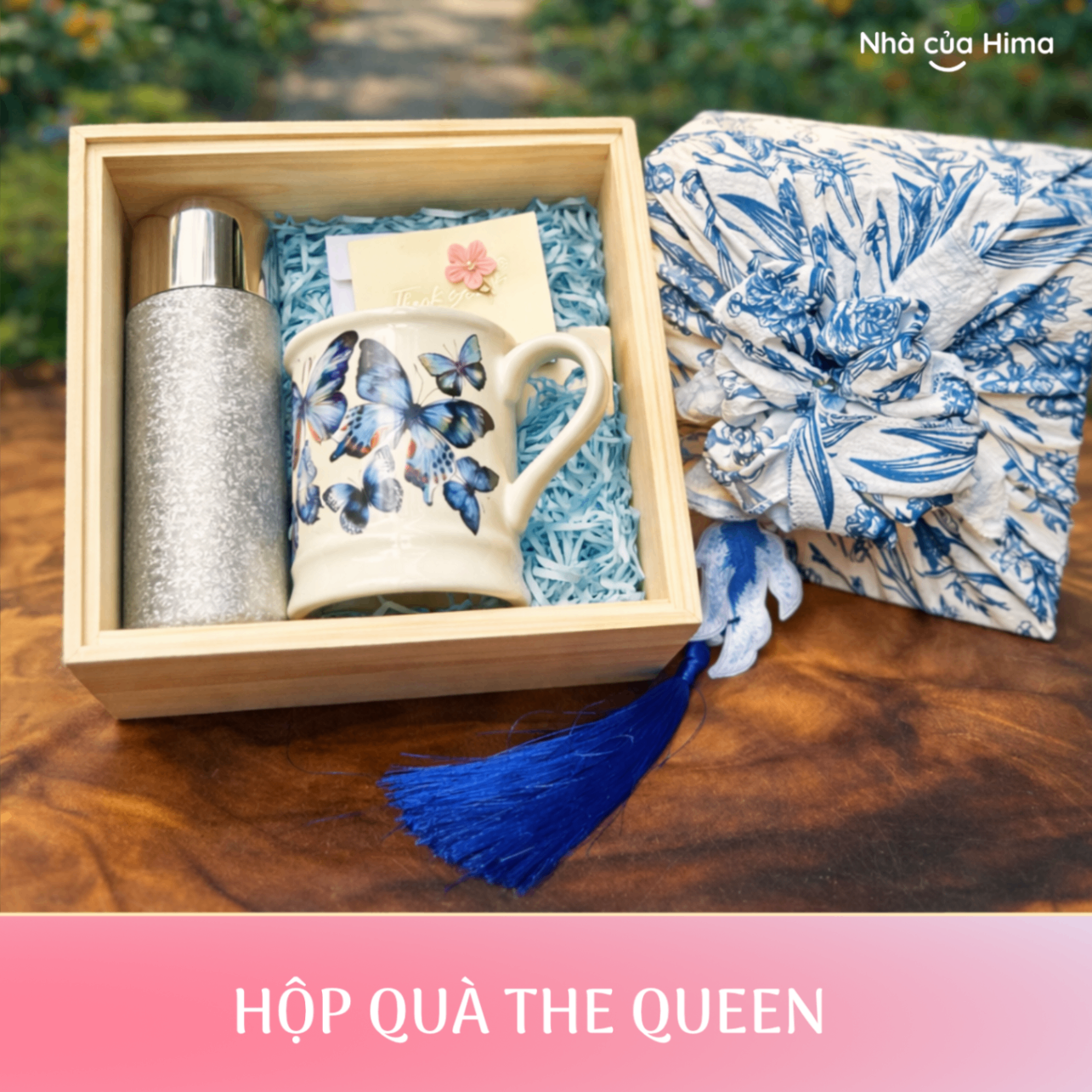 Bộ quà tặng The Queen nữ hoàng băng gía bình giữ nhiệt gradient bạc pha lê 350ml