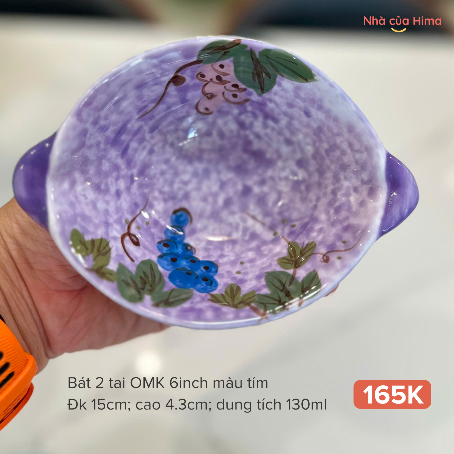 Bát 2 tai OMK 6inch màu tím