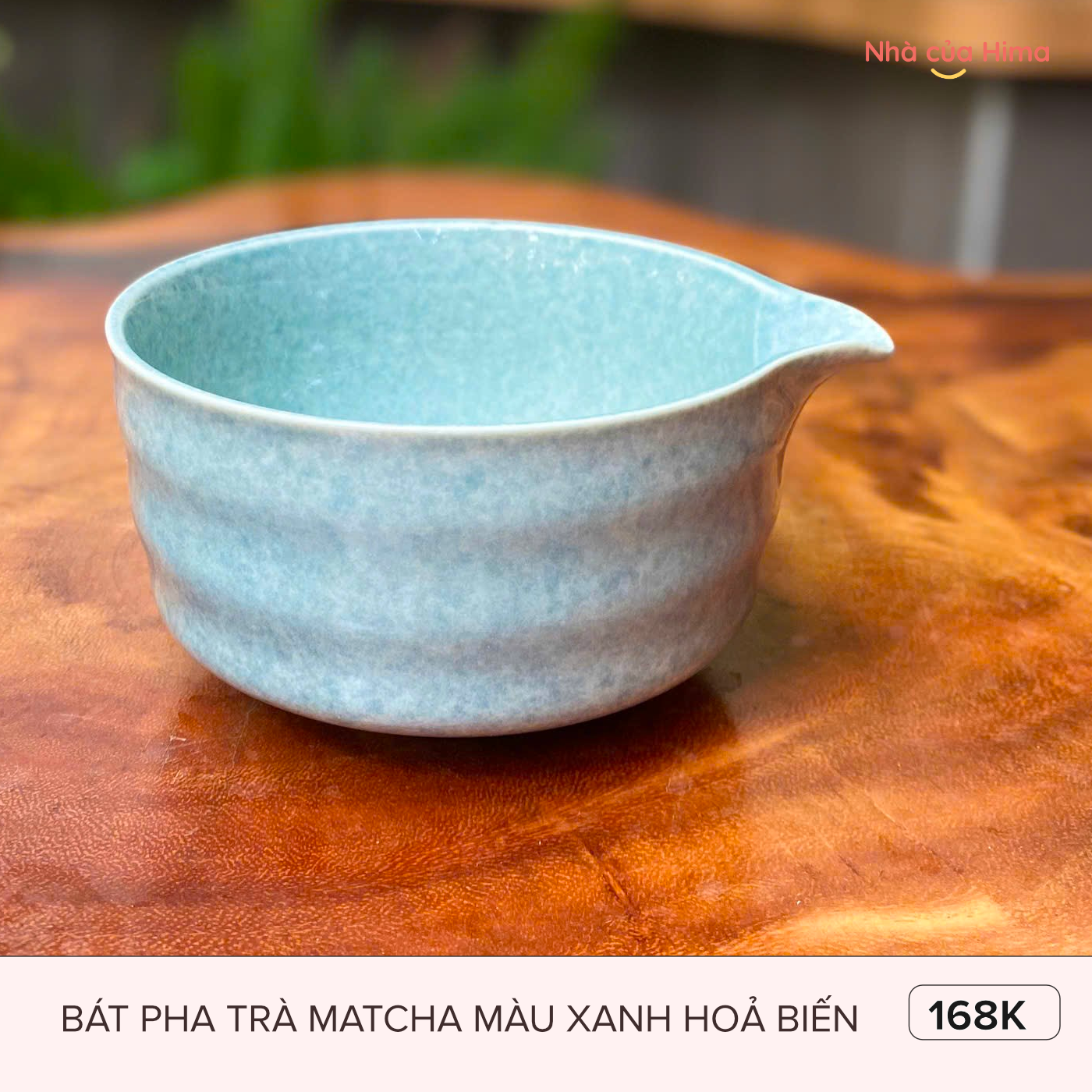 Bát pha trà matcha màu xanh hoả biến