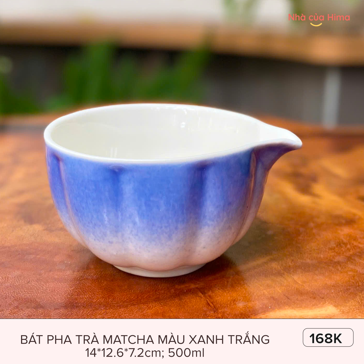 Bát pha trà matcha màu xanh trắng