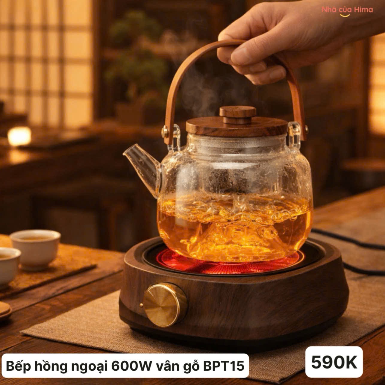 Bếp hồng ngoại pha trà/cafe đa năng công suất 600W vỏ vân gỗ BPT15