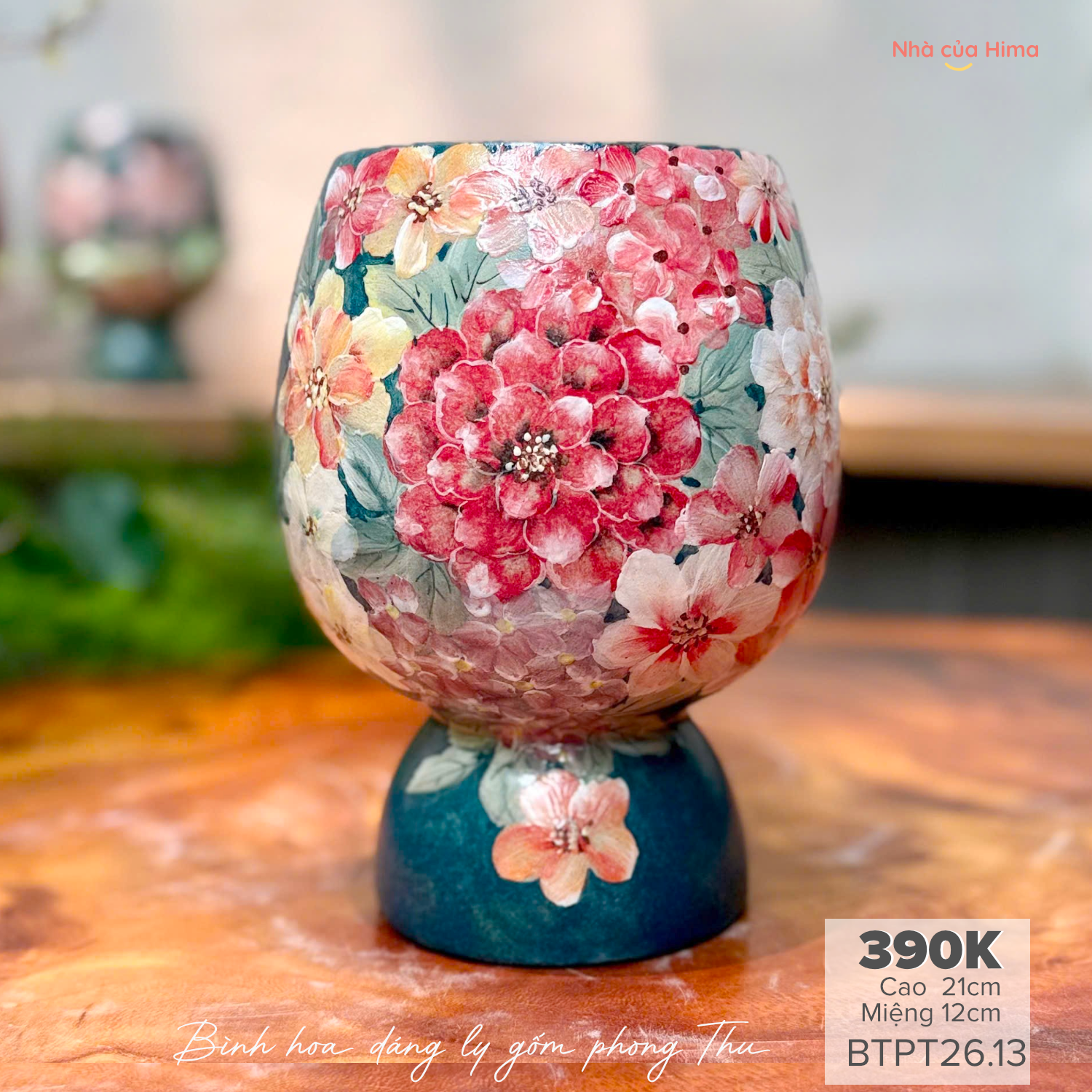 Bình hoa dáng ly nhỏ gốm Phong Thu BTPT26.13