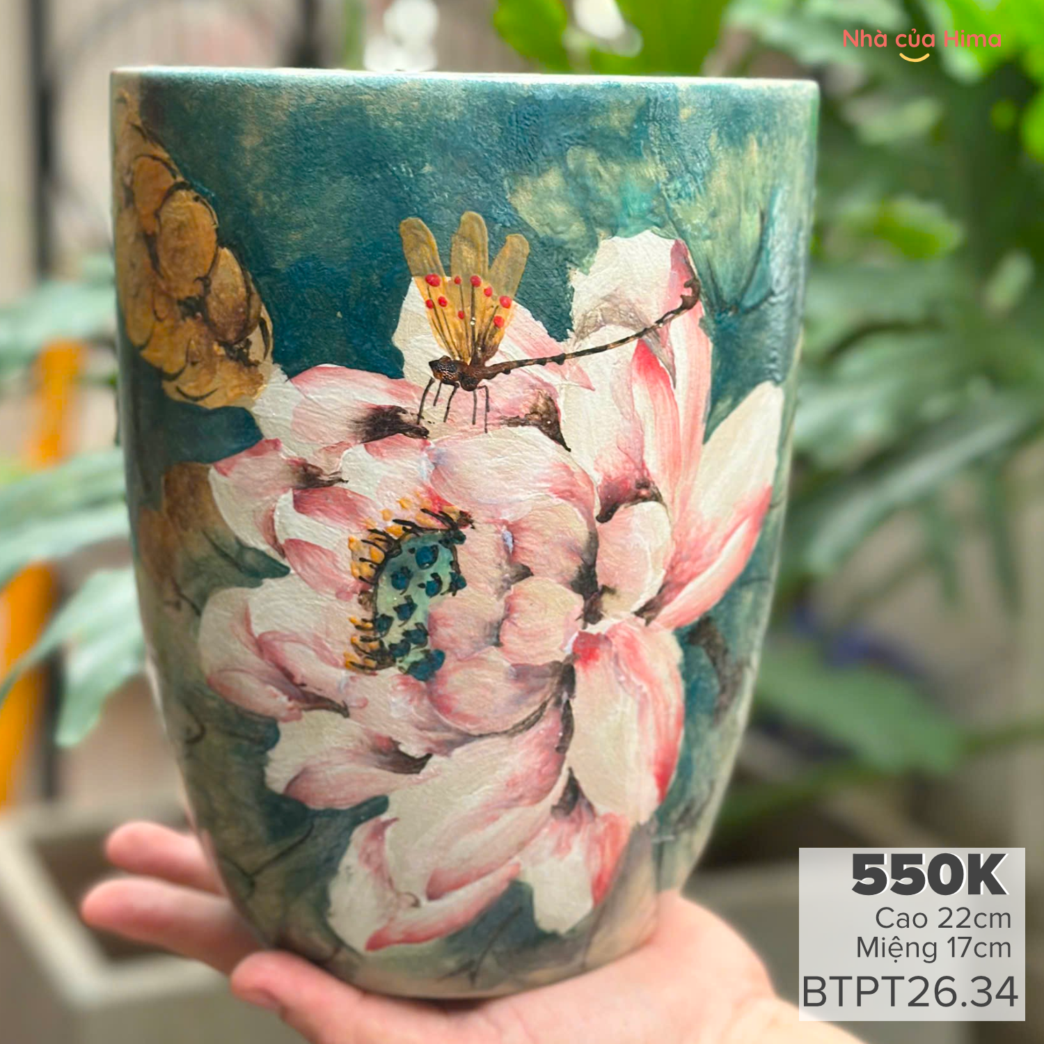 Bình hoa dáng xô cao 22cm gốm Phong Thu BTPT26.34