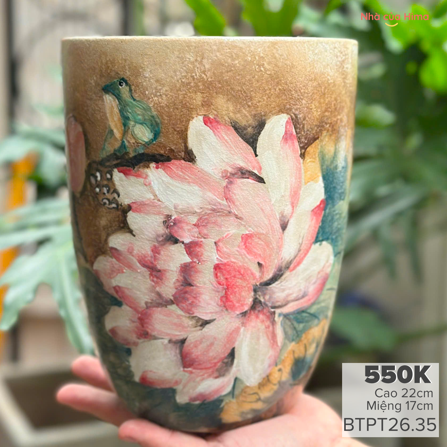 Bình hoa dáng xô cao 22cm gốm Phong Thu BTPT26.35