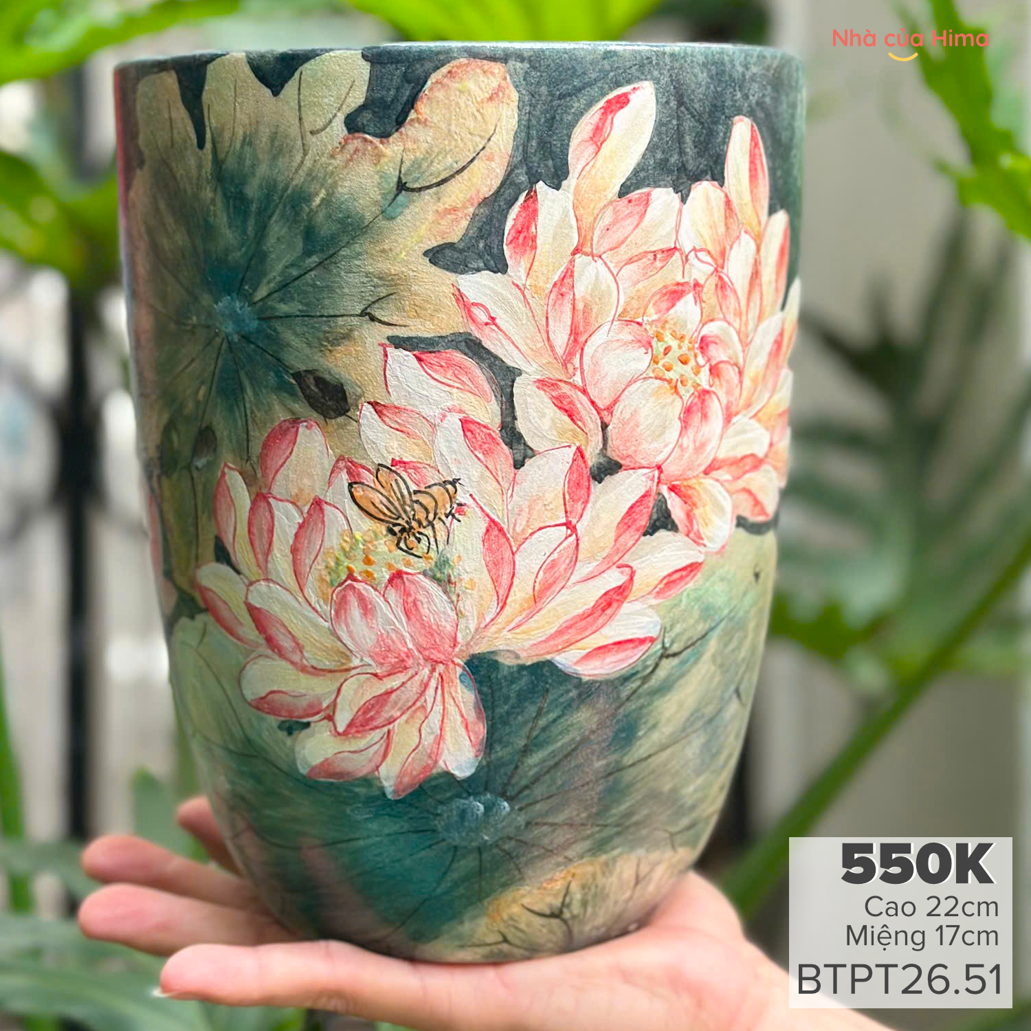 Bình hoa dáng xô cao 22cm gốm Phong Thu BTPT26.51