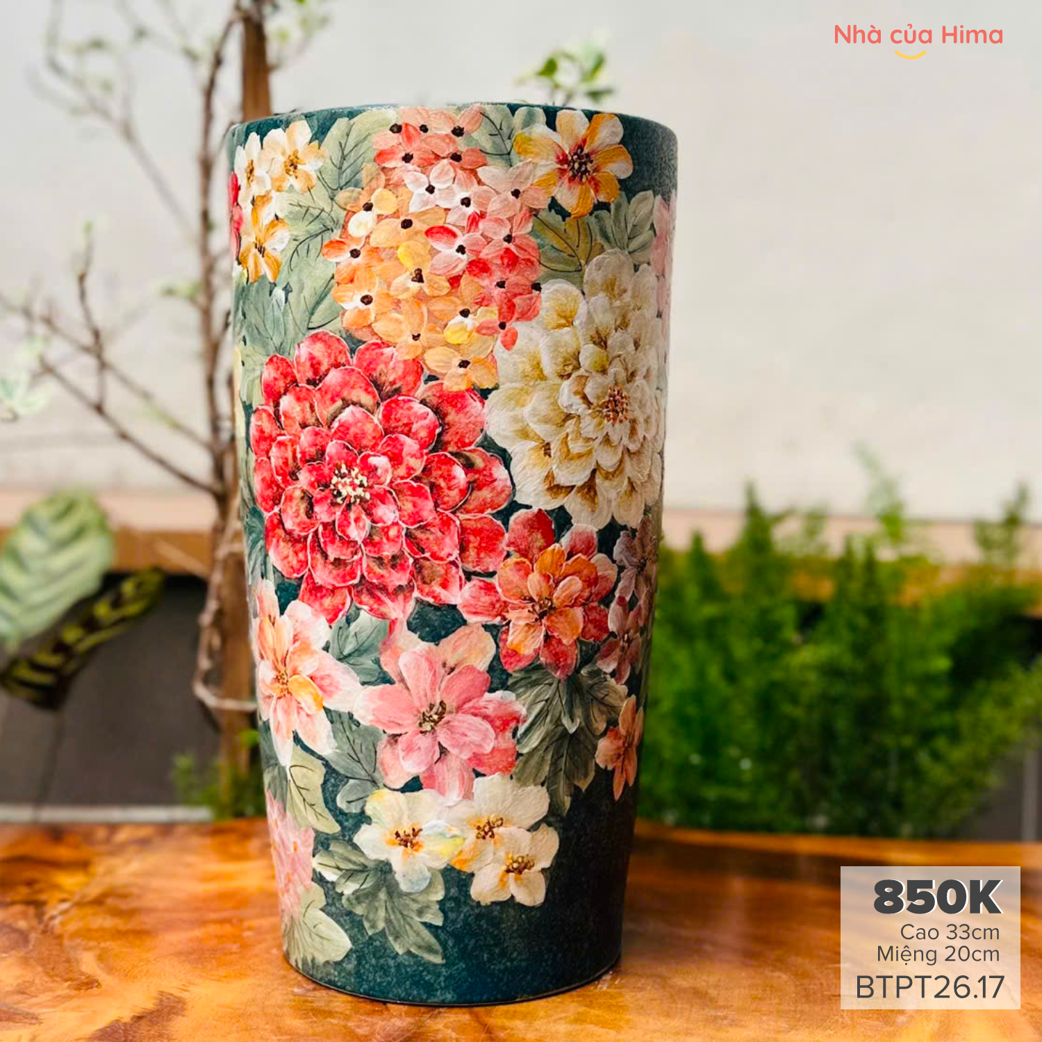 Bình hoa dáng xô cao gốm Phong Thu BTPT26.17