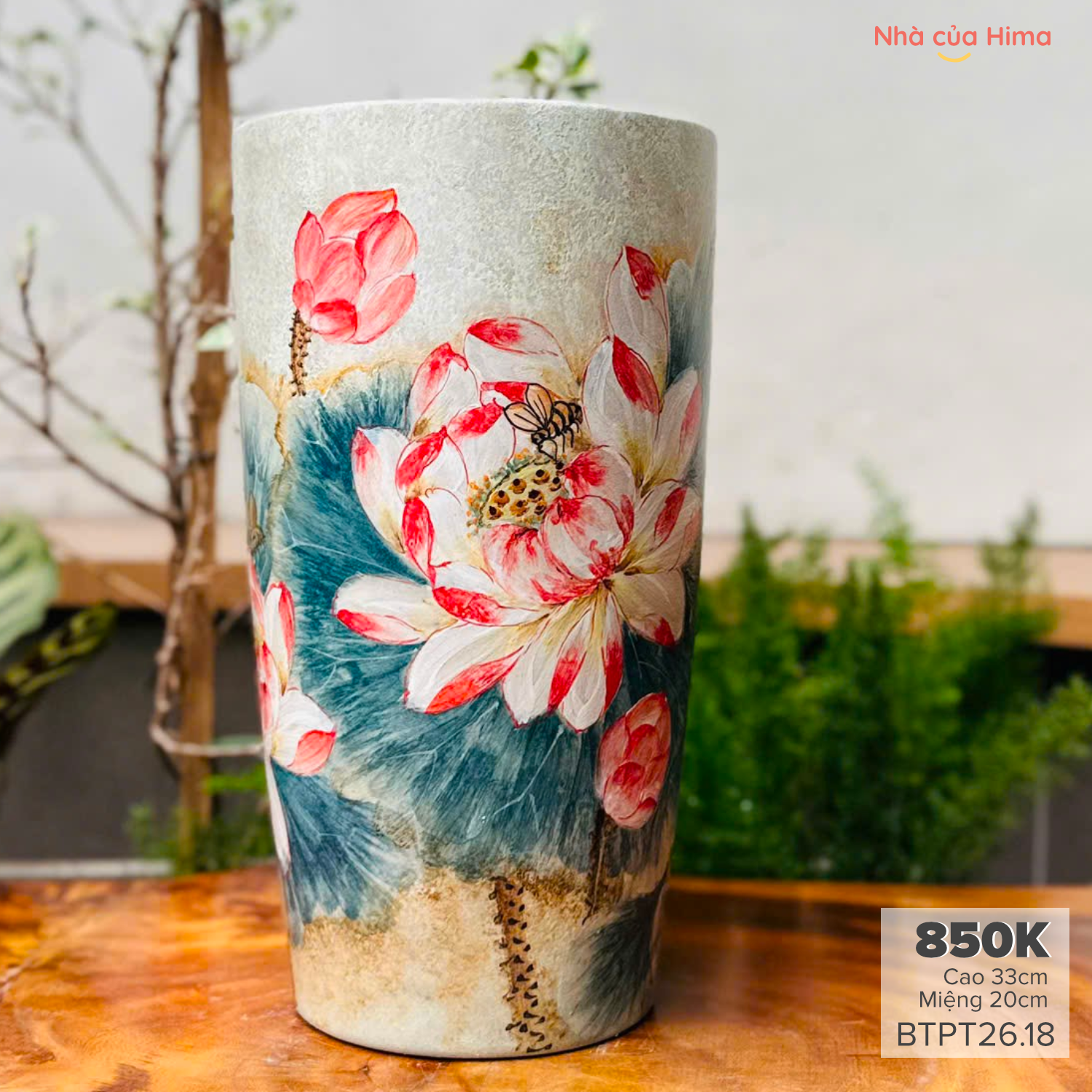 Bình hoa dáng xô cao gốm Phong Thu BTPT26.18