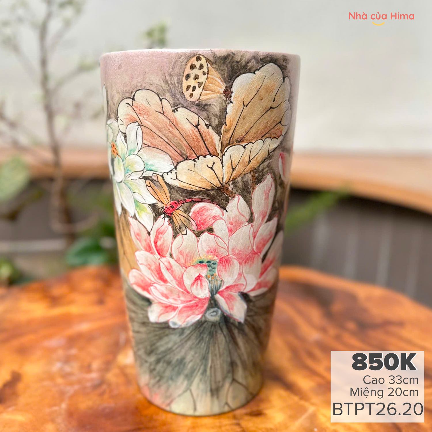 Bình hoa dáng xô cao gốm Phong Thu BTPT26.20