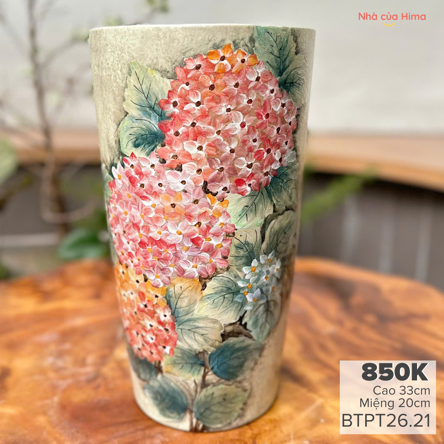 Bình hoa dáng xô cao gốm Phong Thu BTPT26.21