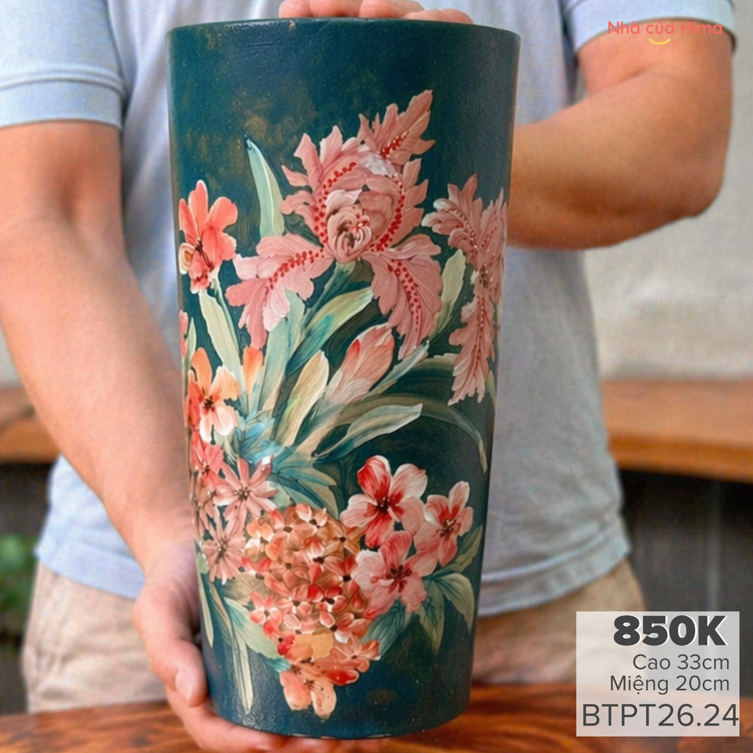 Bình hoa dáng xô cao gốm Phong Thu BTPT26.24