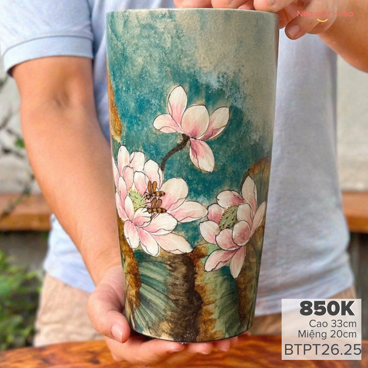 Bình hoa dáng xô cao gốm Phong Thu BTPT26.25