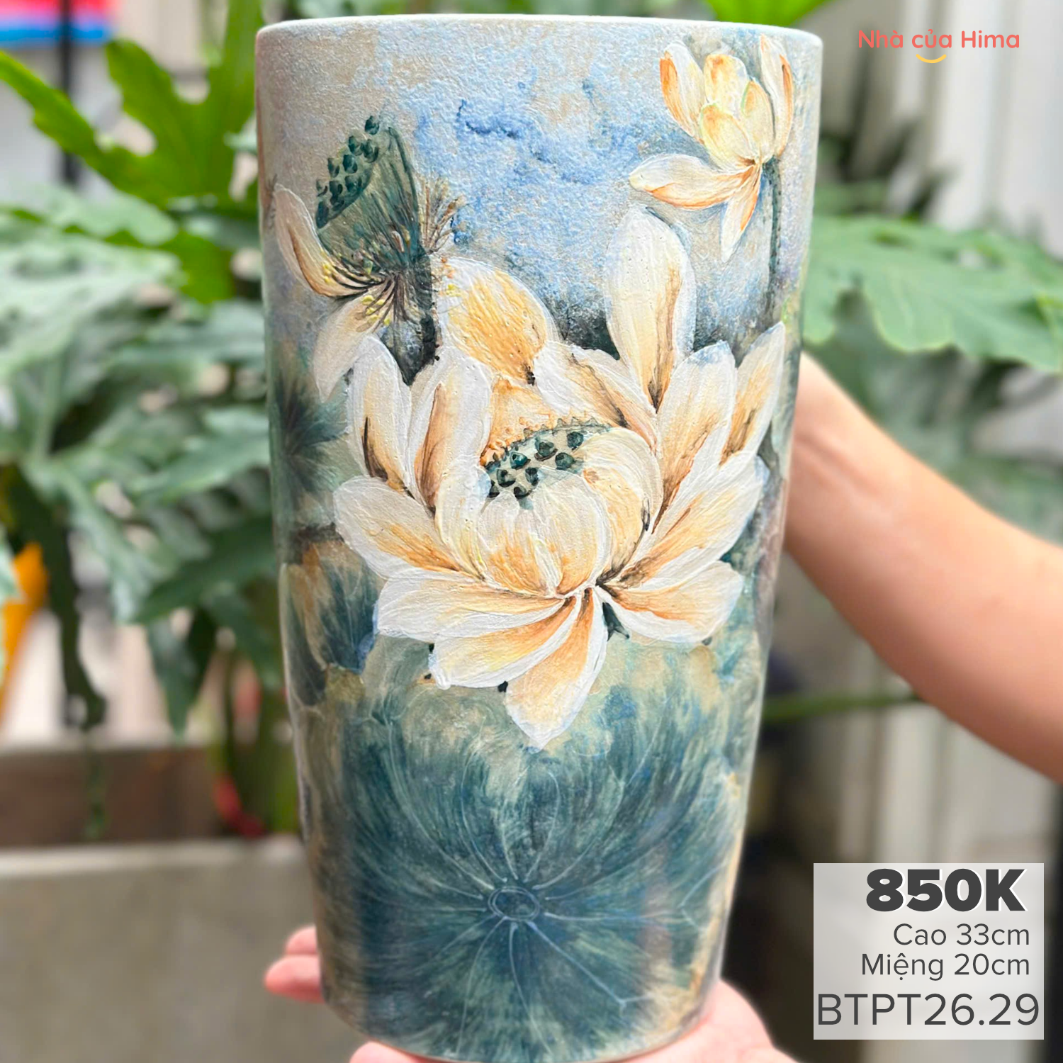Bình hoa dáng xô cao gốm Phong Thu BTPT26.29