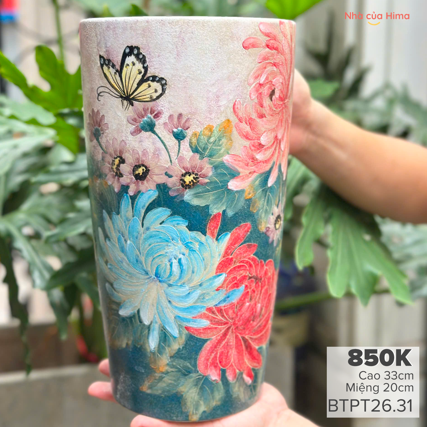 Bình hoa dáng xô cao gốm Phong Thu BTPT26.31