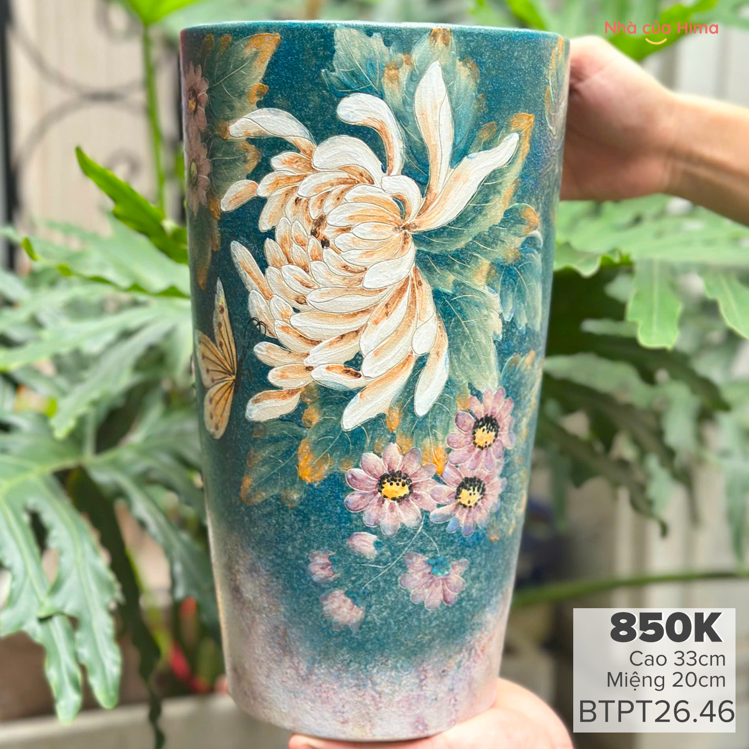 Bình hoa dáng xô cao gốm Phong Thu BTPT26.46