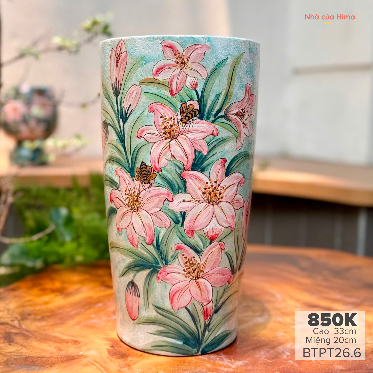 Bình hoa dáng xô cao gốm Phong Thu BTPT26.6