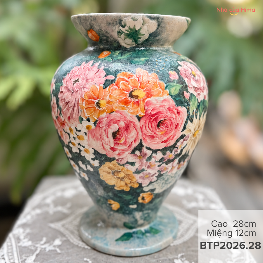 Bình hoa gốm Phong vuốt tay BTP2026.28
