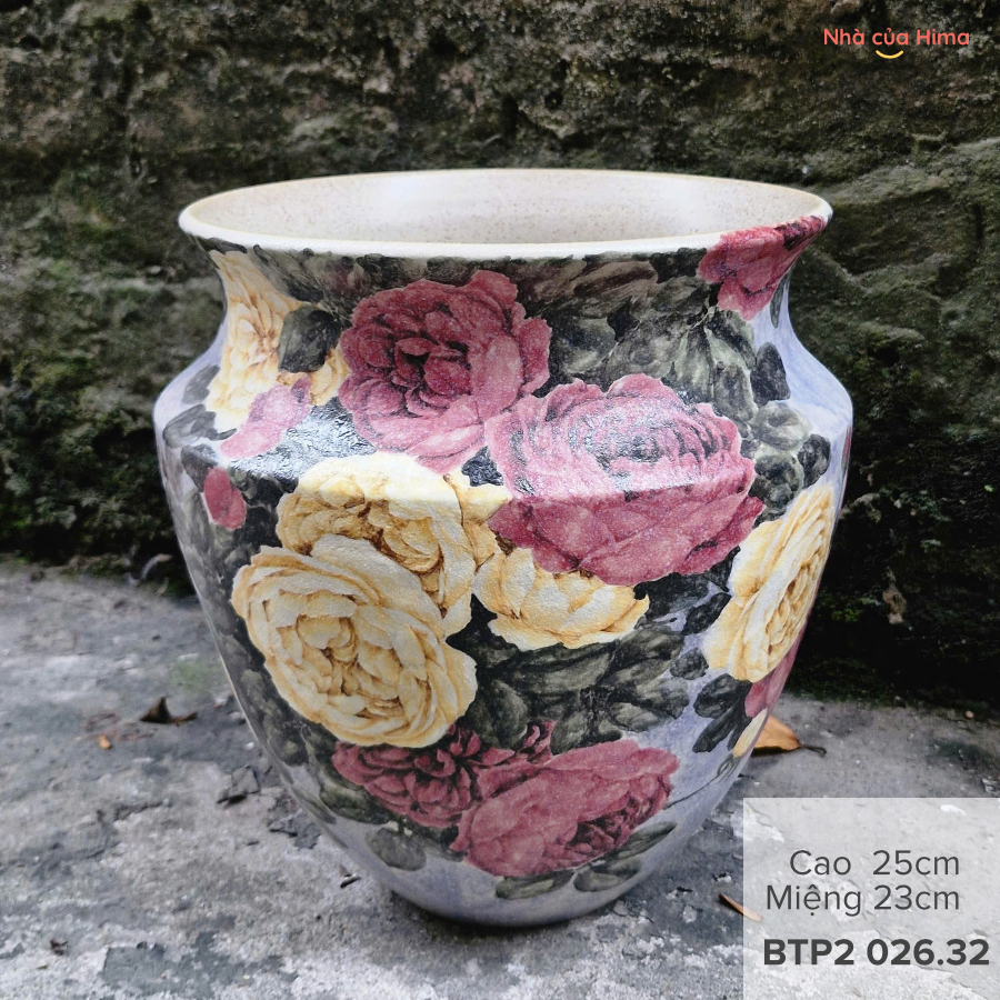 Bình hoa gốm Phong vuốt tay BTP2026.32