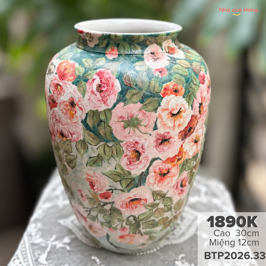 Bình hoa gốm Phong vuốt tay BTP2026.33