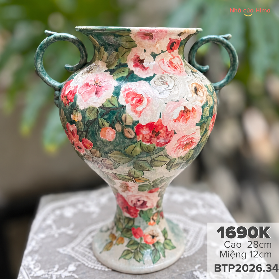 Bình hoa gốm Phong vuốt tay BTP2026.34