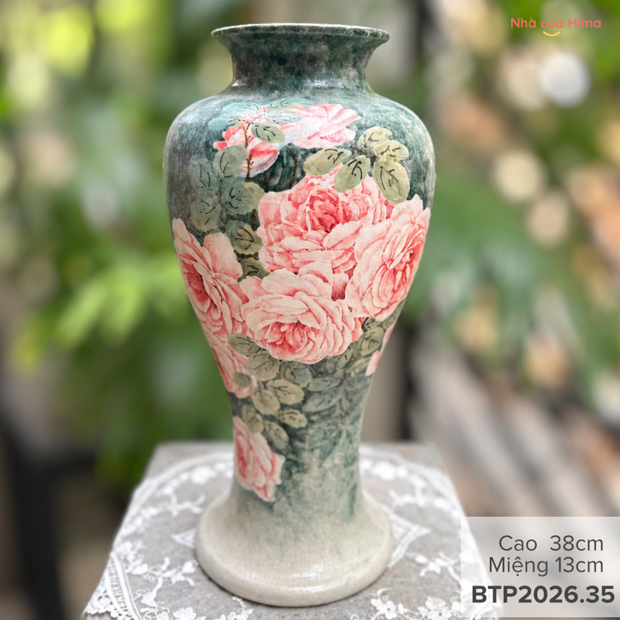 Bình hoa gốm Phong vuốt tay BTP2026.35