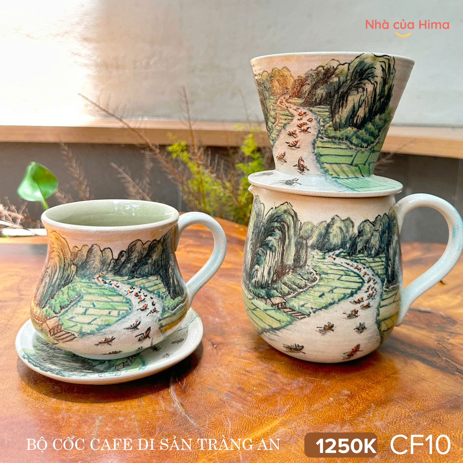 Bộ cafe di sản - Tràng An, Ninh Bình (Bộ cốc lọc + cốc cafe và đĩa)
