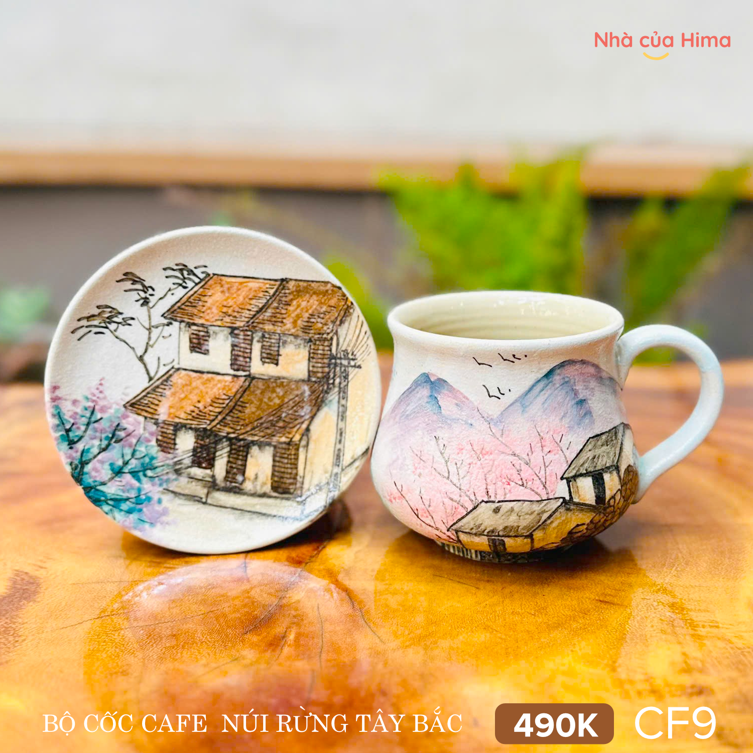 Bộ cốc cafe núi rừng Tây Bắc (Bộ cốc cafe và đĩa)