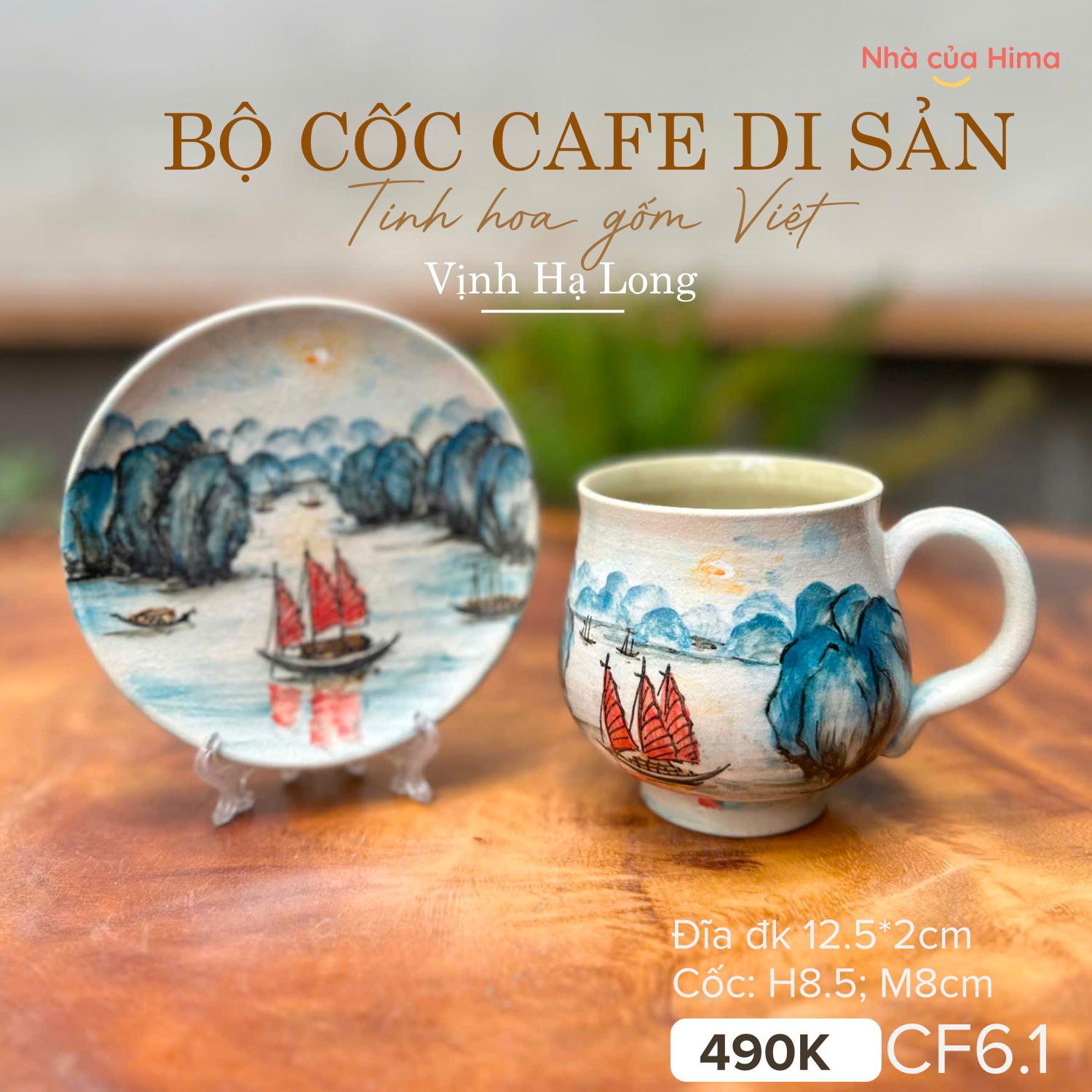 Bộ cốc cafe di sản - Vịnh Hạ Long (Bộ cốc cafe và đĩa)