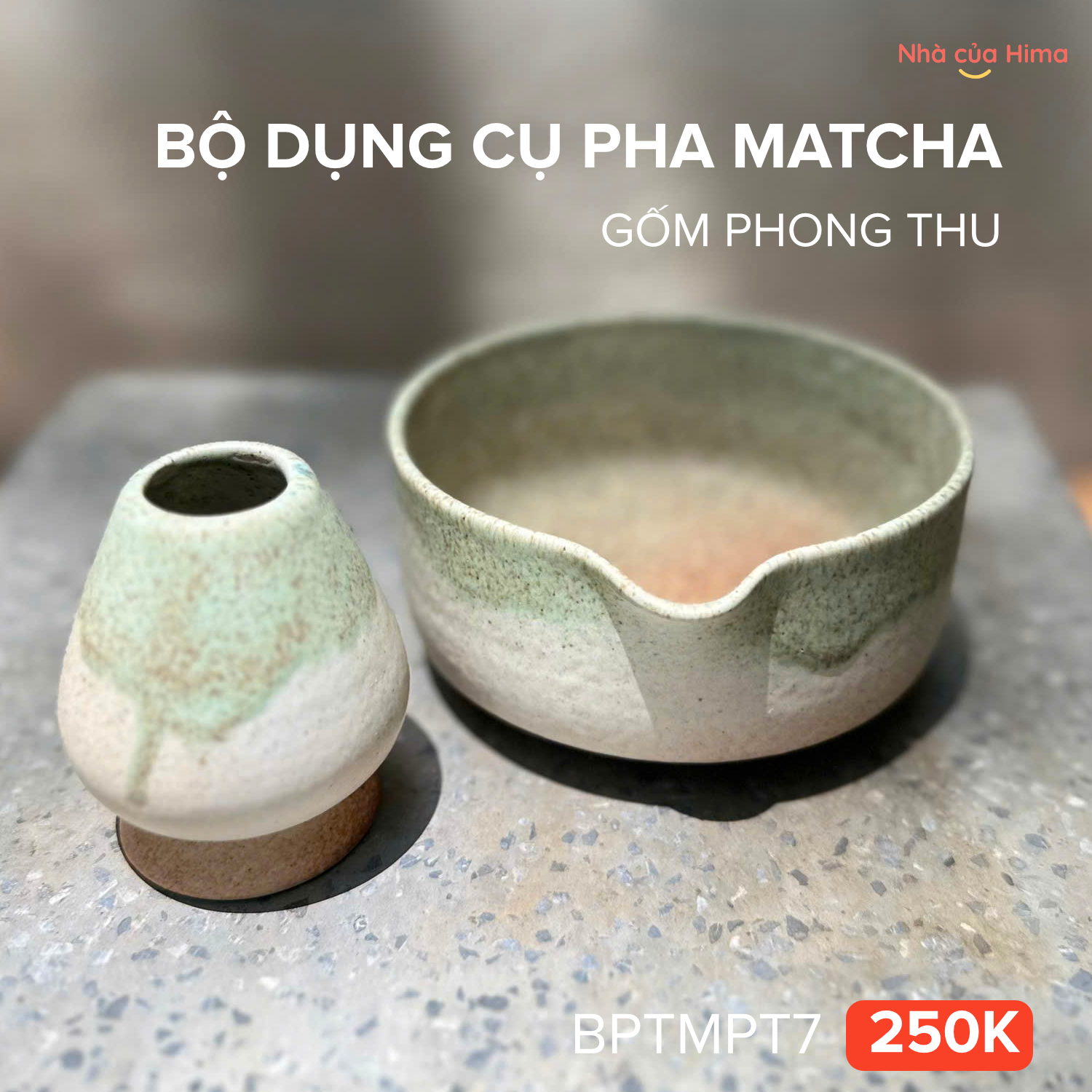Bộ dụng cụ pha trà matcha 2 món men hoả biến BPTMPT7