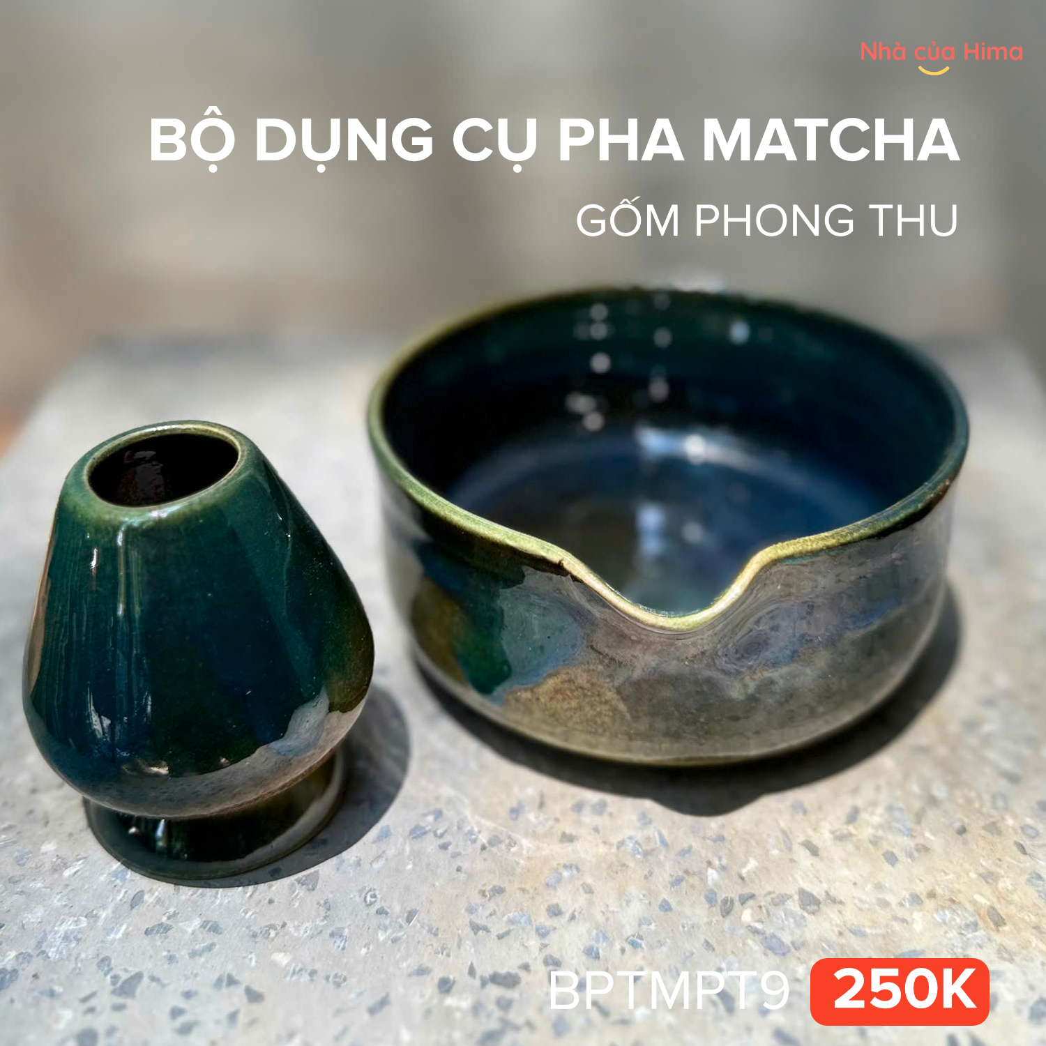 Bộ dụng cụ pha trà matcha 2 món men hoả biến BPTMPT9